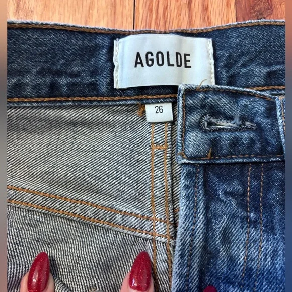 Agolde Dark Blue Straight Jeans - Picture 3 of 4